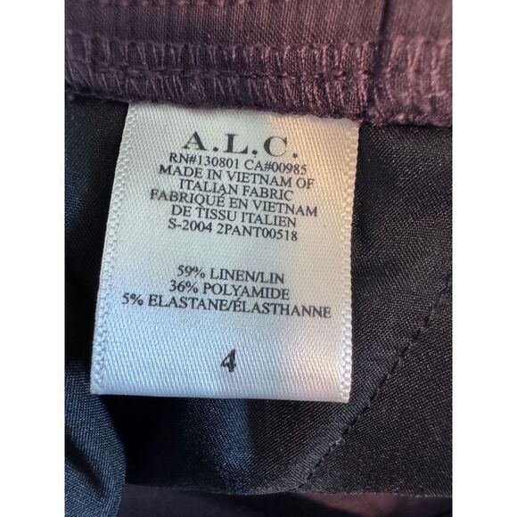 A.L.C. Joey Paperbag Shorts in Merlot Linen Blend‎ Belted Pockets Size 4 - Picture 7 of 7